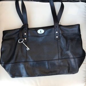 Fossil Black Leather Shoulder Bag Hobo Purse